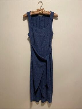 Lush Side Tie Variegated Rib Tank Dress in Navy, Midi, Spring, Summer, Vacation